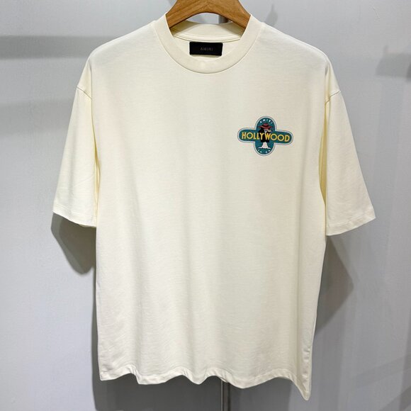 Amiri Beige Hollywood Graphic Print T-Shirt - Picture 2 of 8
